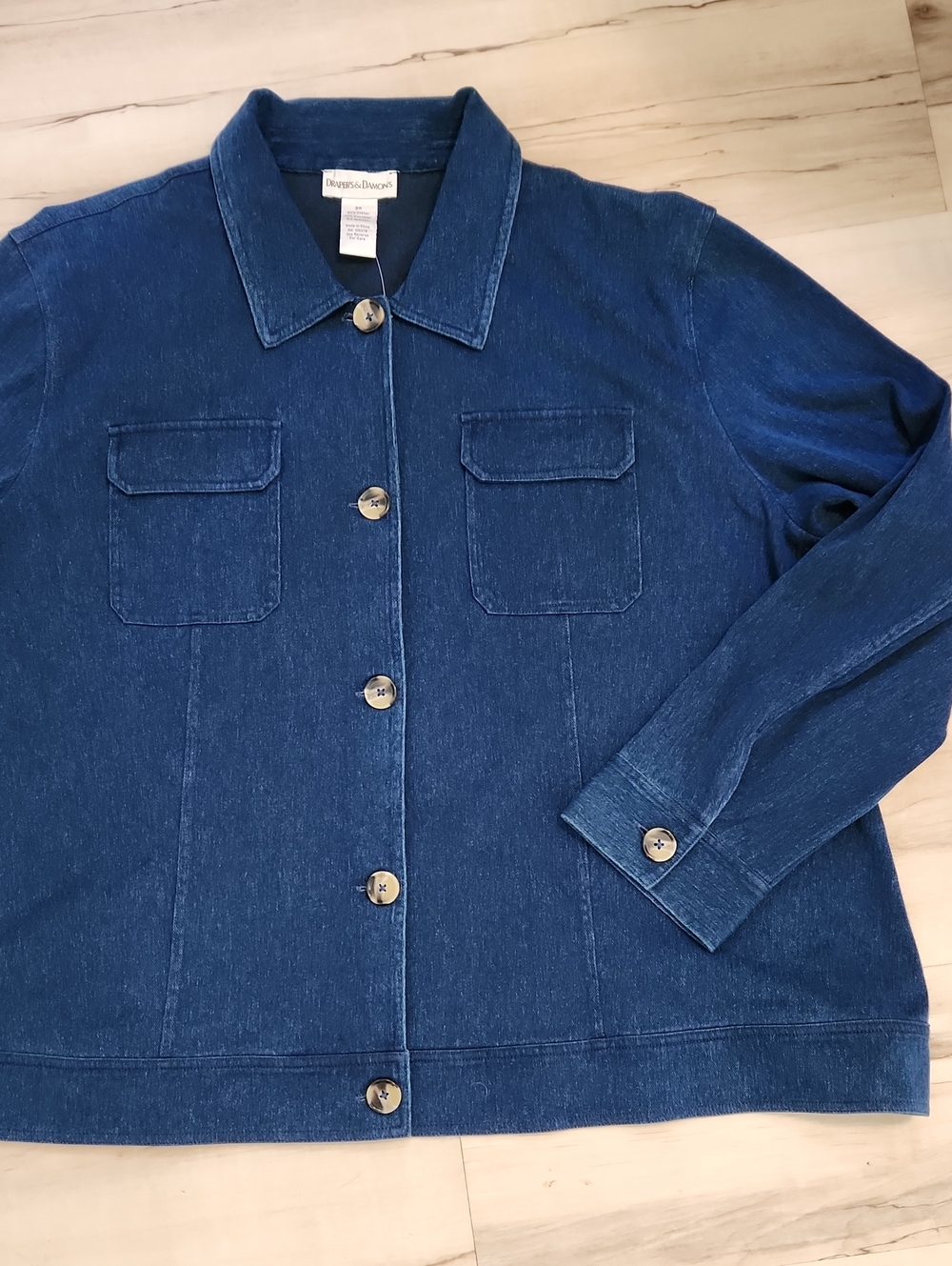Draper's & Damon's Button Up Stretchy Lightweight Long Sleeve Denim Top Size 3X